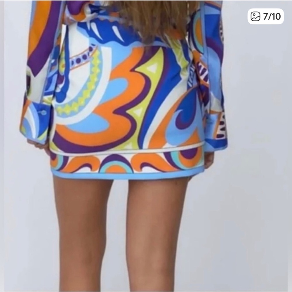 Zara Multicolor Abstract Mini Skirt Viral Blogger Fashion
